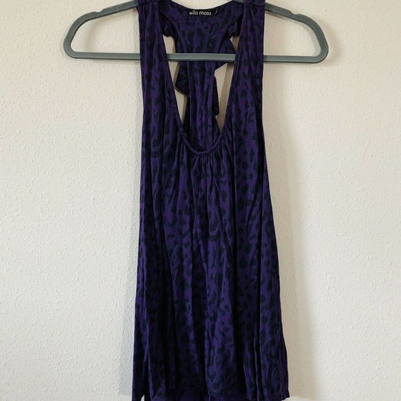 Ella Moss Tops - Ella Moss Purple Leopard Animal T Strap Blouse